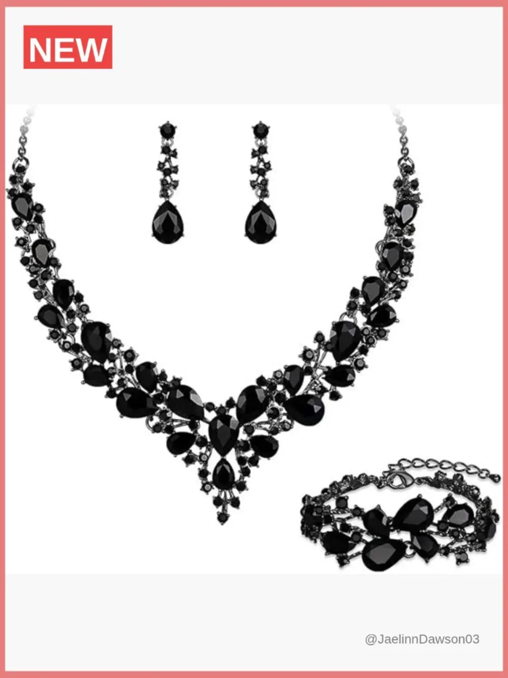 Crystal Bridal Jewelry Set with Floral Statement Necklace and Earrings